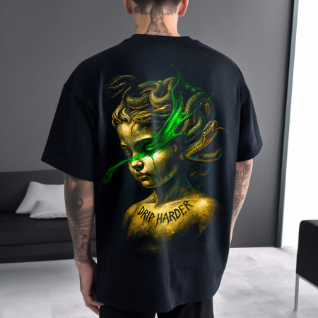 Rap/Hip-Hop - Tricou Negru Oversize Drip Harder