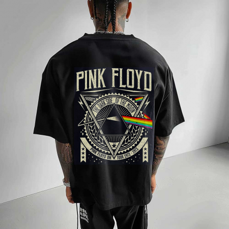 Rock - Tricou Negru Oversize Pink Floyd Tour