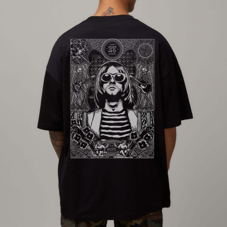 Rock - Tricou Negru Oversize The Badass
