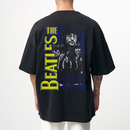Rock - Tricou Negru Oversize The Beatles Portrait