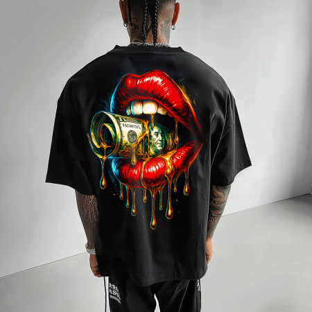 Tricouri Oversize - Tricou Negru Oversize Honey Money