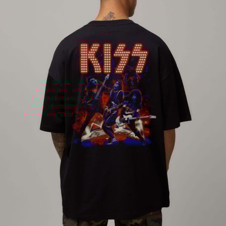 Rock - Tricou Negru Oversize Ton Of Kiss