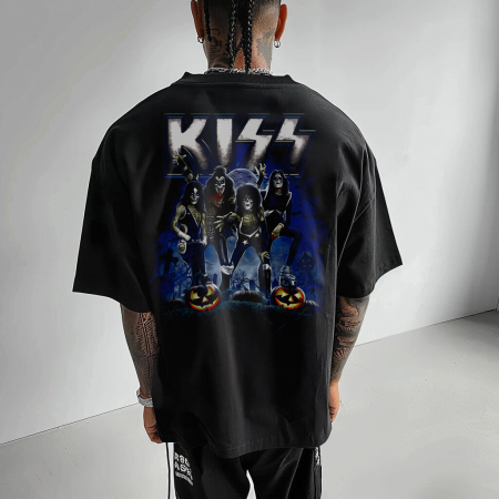Rock - Tricou Negru Oversize Kiss Story 77