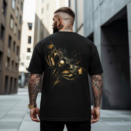 Rap/Hip-Hop - Tricou Negru Oversize Skull Butterfly