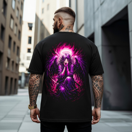Rock - Tricou Negru Oversize Fallen