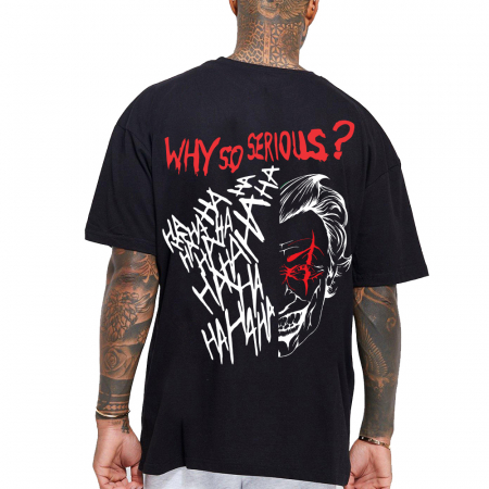 Tricouri Oversize - Tricou Negru Oversize Why So Serious