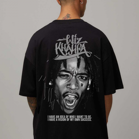 Rap/Hip-Hop - Tricou Negru Oversize Wiz Khalifa Vision