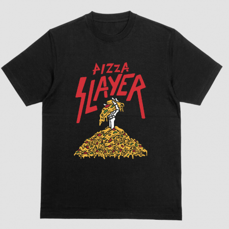 Barbati - Tricou Unisex Negru Pizza Slayer