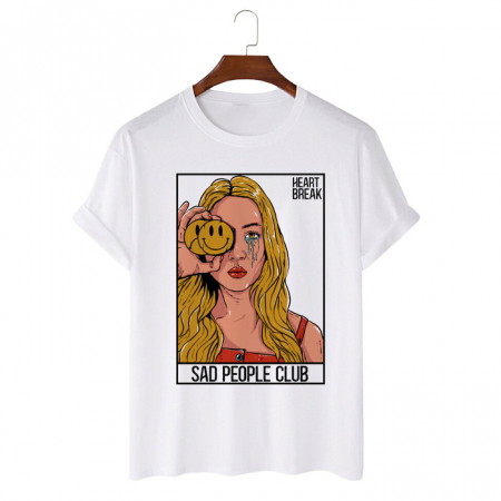 Barbati - Tricou Unisex Alb Sad People Club