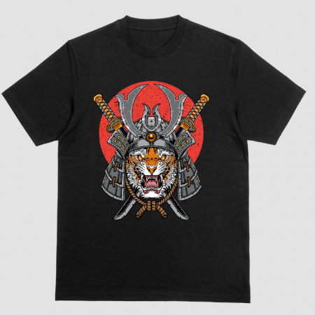 Barbati - Tricou Unisex Negru Samurai Tiger