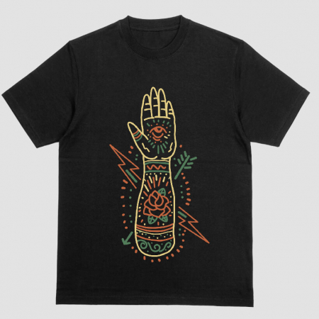 Tricouri Tattoo - Tricou Unisex Negru Tattooed Hand