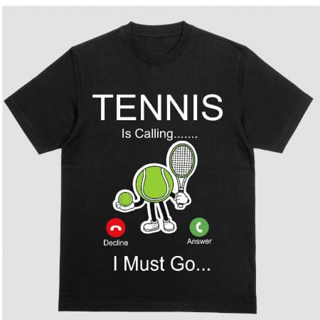Tricouri Sport - Tricou Unisex Negru Tennis Is Calling