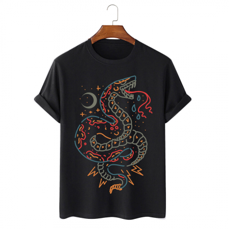 Tricouri Animale - Tricou Unisex Negru Rattlesnake