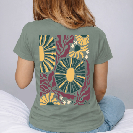 Tricou Dama Verde Salvie Retro meadow sun [2]