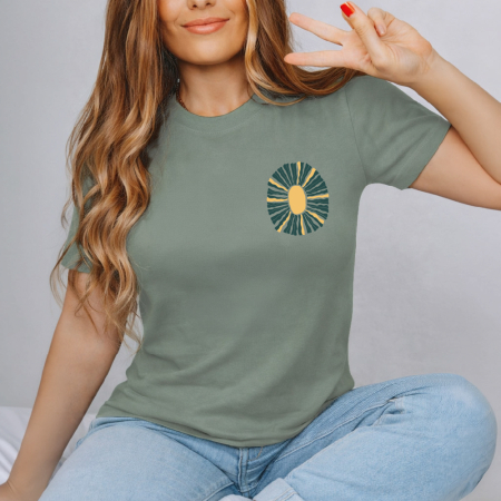 Tricou Dama Verde Salvie Retro meadow sun [1]