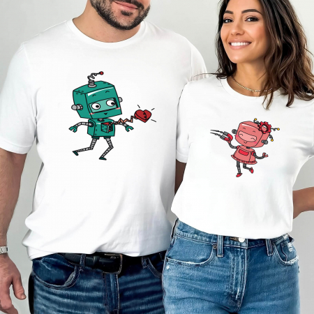 Seturi Cuplu - Tricouri Cuplu Robo Love