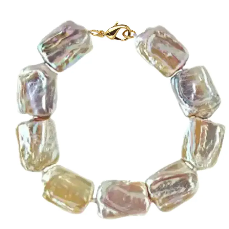 Set náhrdelníka, náramku a náušníc s prírodnými barokovými perlami a 14K zlatom (585 zlato). [4]