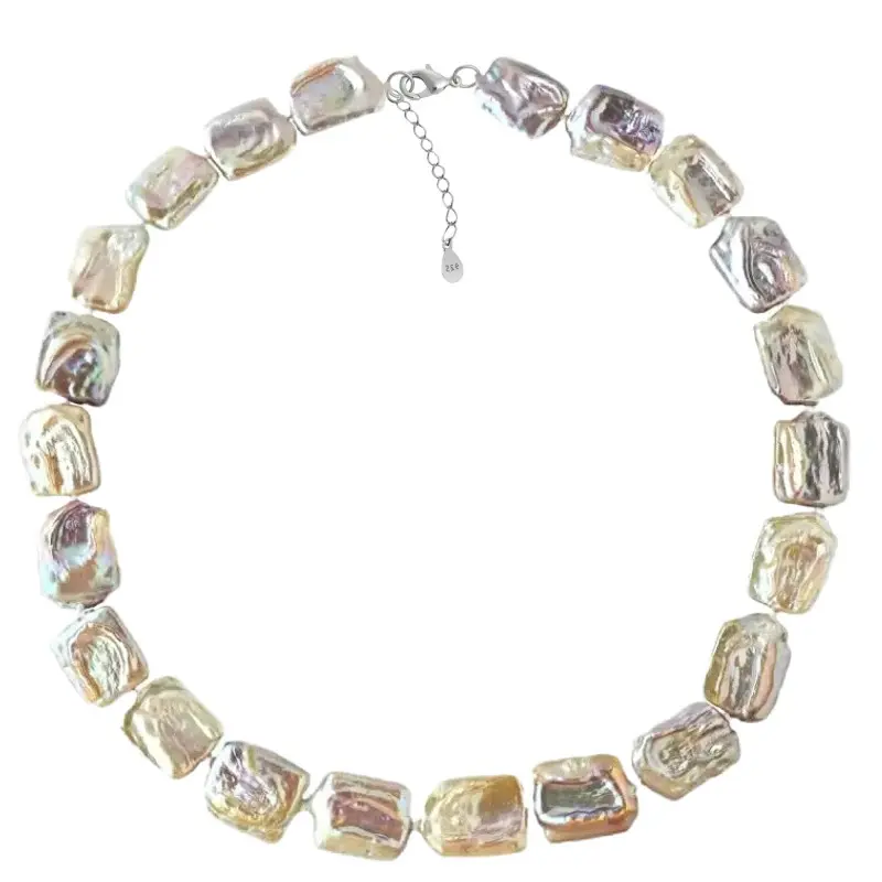 Set Halskette und Armband mit Natürlichen Barockperlen und 925 Silber [2]