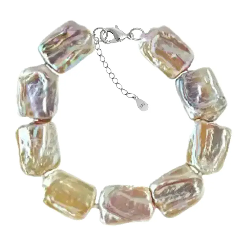 Set Halskette und Armband mit Natürlichen Barockperlen und 925 Silber [3]