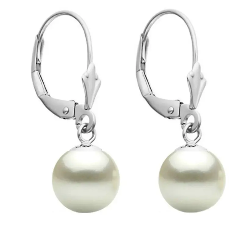 Természetes Gyöngy Fülbevaló, 8 mm, AAA, 14K Fehér Arany, Tulipán Modell – KASKADDA [1]