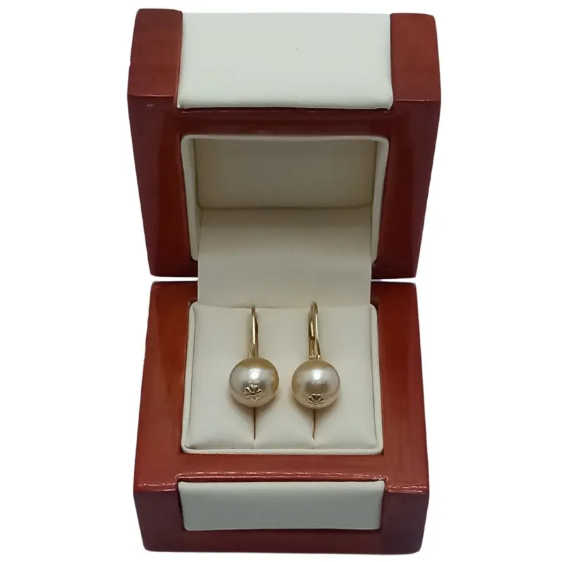Earrings with Rare Natural South Sea Pearls, Golden Color, Premium AAA Quality, 10-10.5 mm, and Yellow Gold [3]
