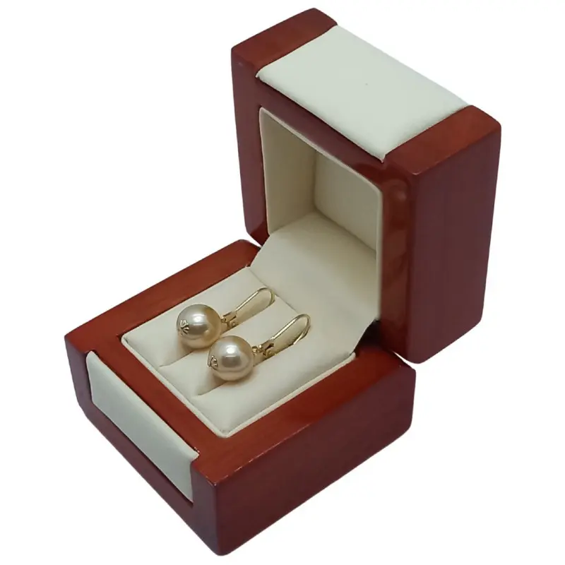 Earrings with Rare Natural South Sea Pearls, Golden Color, Premium AAA Quality, 10-10.5 mm, and Yellow Gold [4]