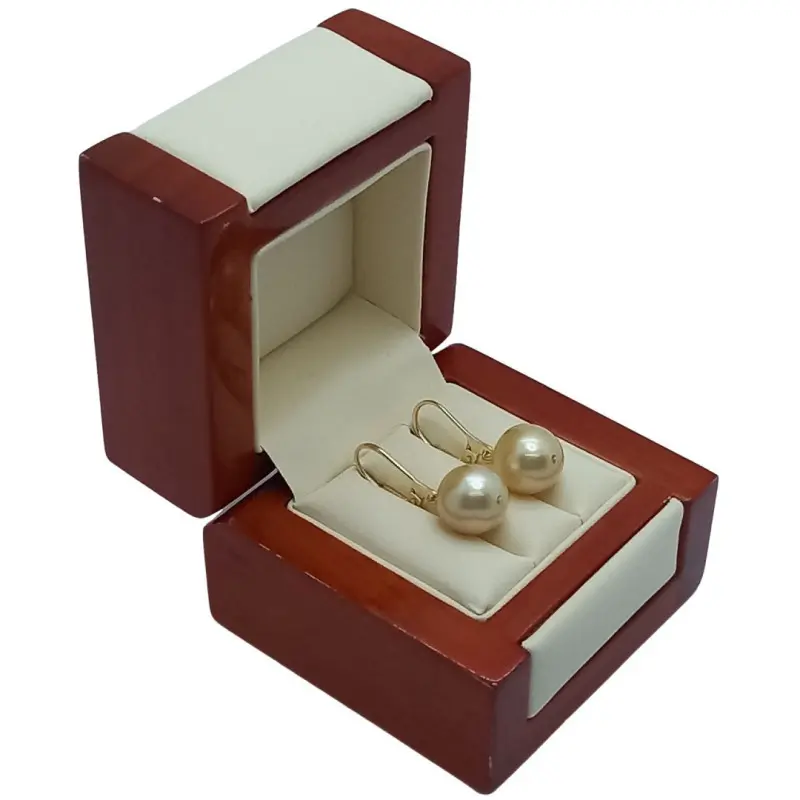 Earrings with Rare Natural South Sea Pearls, Golden Color, Premium AAA Quality, 10.5-11 mm, and Yellow Gold [5]
