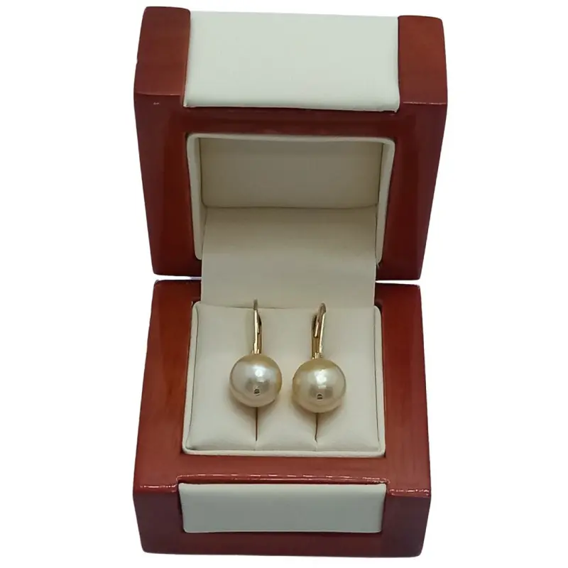 Earrings with Rare Natural South Sea Pearls, Golden Color, Premium AAA Quality, 10.5-11 mm, and Yellow Gold [3]