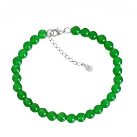 Semi-Precious Stone Jewelry - Malaysian Jade Bracelet, 6 mm, with 925 Silver Clasp