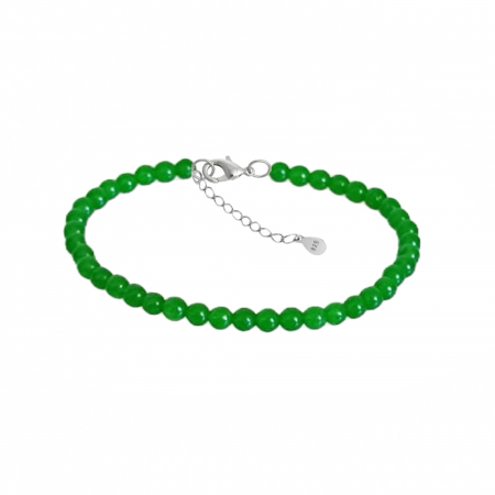 Semi-Precious Stone Jewelry - Malaysian Jade Bracelet, 4 mm, with 925 Silver Clasp