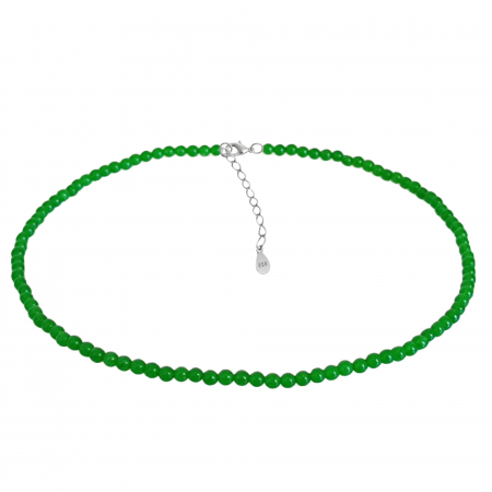 Semi-Precious Stone Jewelry - kaskadda-green-malaysian-jade-necklace-4mm-silver-clasp-kaskadda
