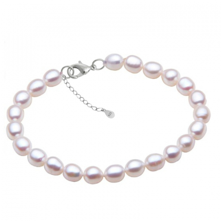 Gifts - pearl-bracelet-natural-white-oval-6-4mm-925-silver-kaskadda