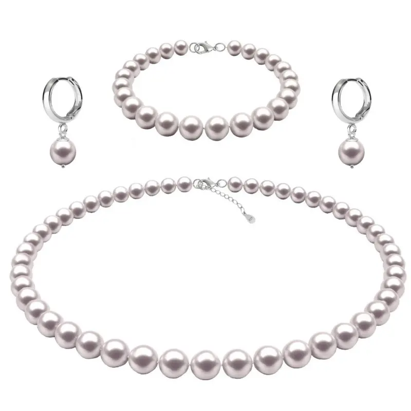 Pearl Jewelry Sets - pearl-set-white-6-7mm-necklace-bracelet-hoop-earrings-silver-925-kaskadda