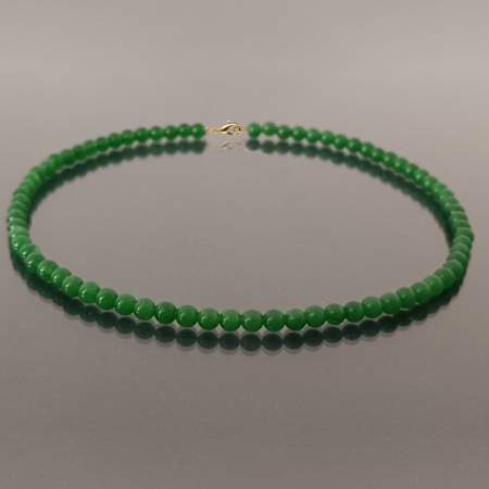 6 mm Green Jade Necklace with 14 Karat Gold Clasp (gold 585) [1]