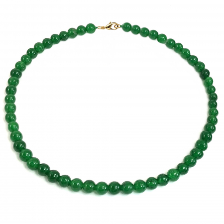 Semi-Precious Stone Jewelry - kaskadda-natural-malaysian-jade-necklace-8mm-14k-gold-clasp-kaskadda