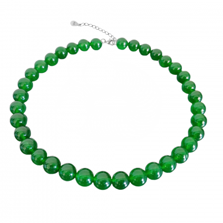 Semi-Precious Stone Jewelry - kaskadda-green-malaysian-jade-necklace-12mm-silver-clasp-kaskadda