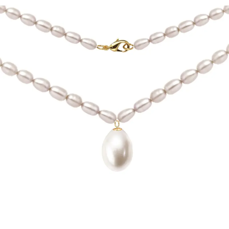 Pearl Necklaces - natural-pearl-necklace-white-teardrop-pendant-rare-925-silver-princess-kaskadda