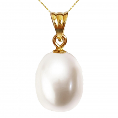 Birthday Gift Ideas for Women - white-natural-pearl-necklace-teardrop-11-9mm-14k-yellow-gold-kaskadda