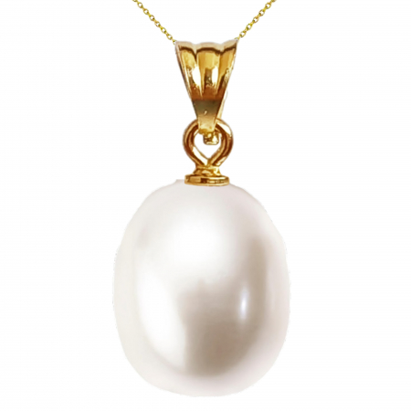 Pearl Necklaces - white-natural-pearl-necklace-teardrop-12-9mm-14k-yellow-gold-kaskadda