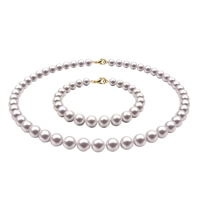 Pearl Jewelry Sets - natural-white-pearl-set-6-7mm-necklace-and-bracelet-14k-yellow-gold-kaskadda