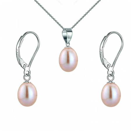 Pearl Jewelry Sets - lavender-pearl-teardrop-set-necklace-earrings-rhodium-silver-925-kaskadda