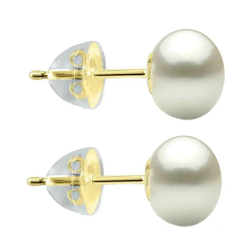 Pearl Earrings - natural-white-pearl-earrings-9-10mm-aaa-14k-yellow-gold-silicone-backs-kaskadda