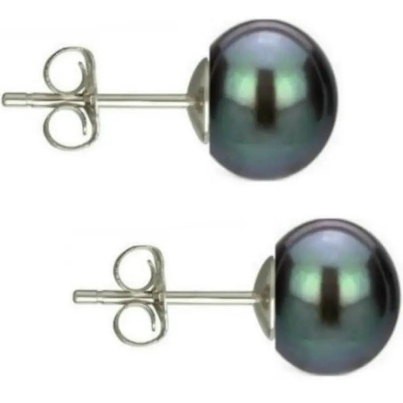 Pearl Earrings - natural-black-pearl-earrings-7-8mm-screw-back-sterling-silver-925-aaa-kaskadda
