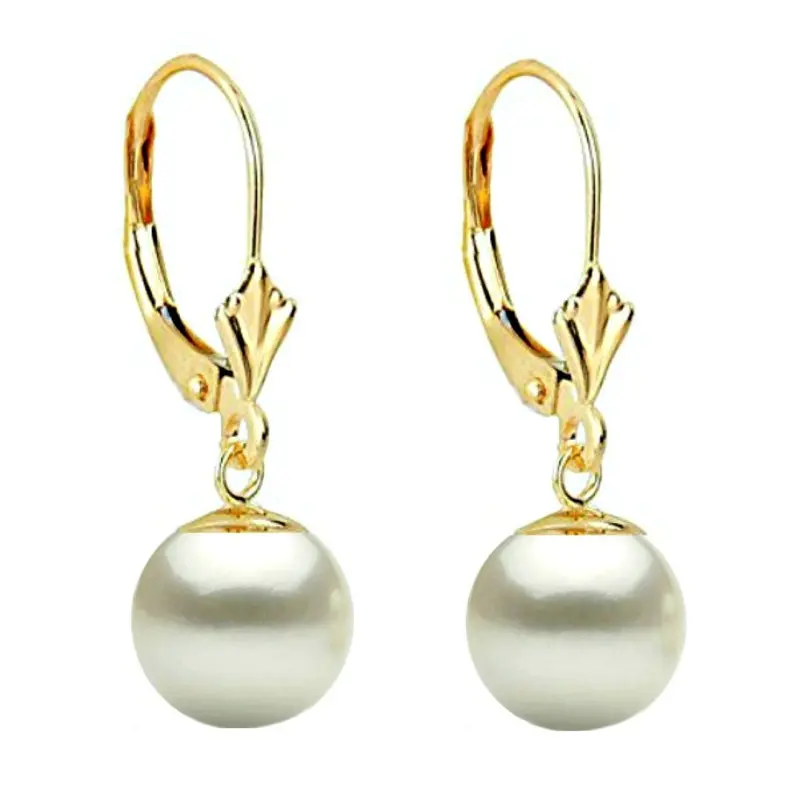 Pearl Earrings - white-natural-pearl-earrings-8mm-round-aaa-14k-gold-tulip-kaskadda