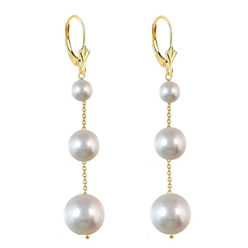 Pearl Earrings - natural-long-triple-pearl-earrings-14k-gold-kaskadda