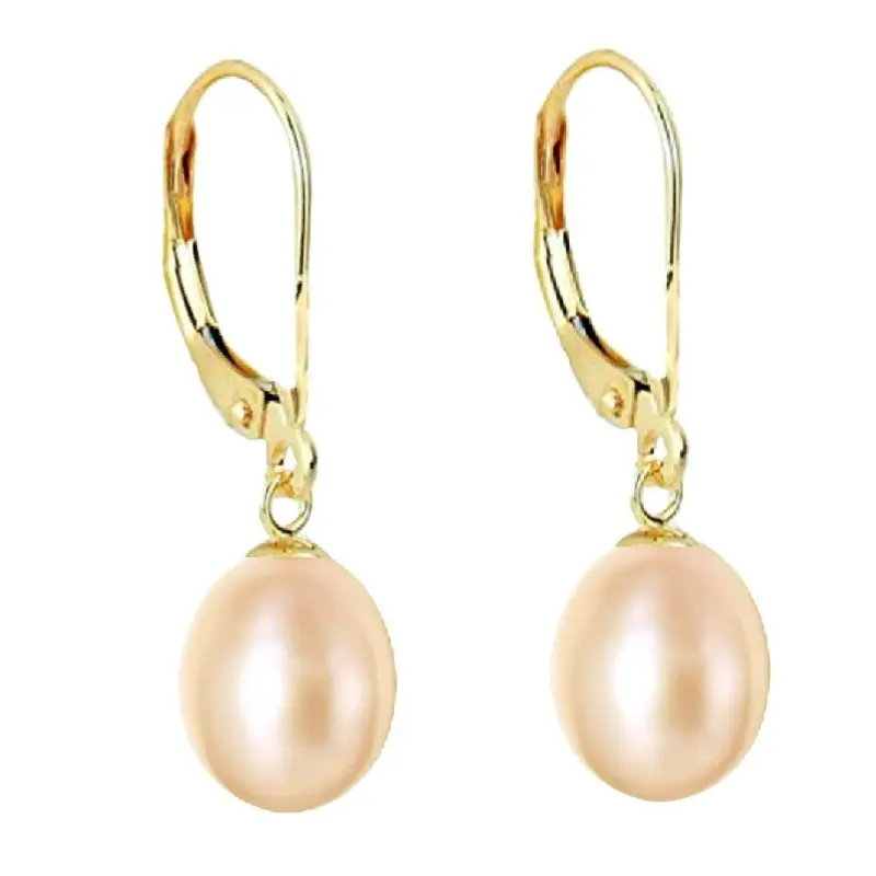 Pearl Earrings - cream-natural-pearl-earrings-8-5mm-teardrop-14k-gold-aaa-kaskadda