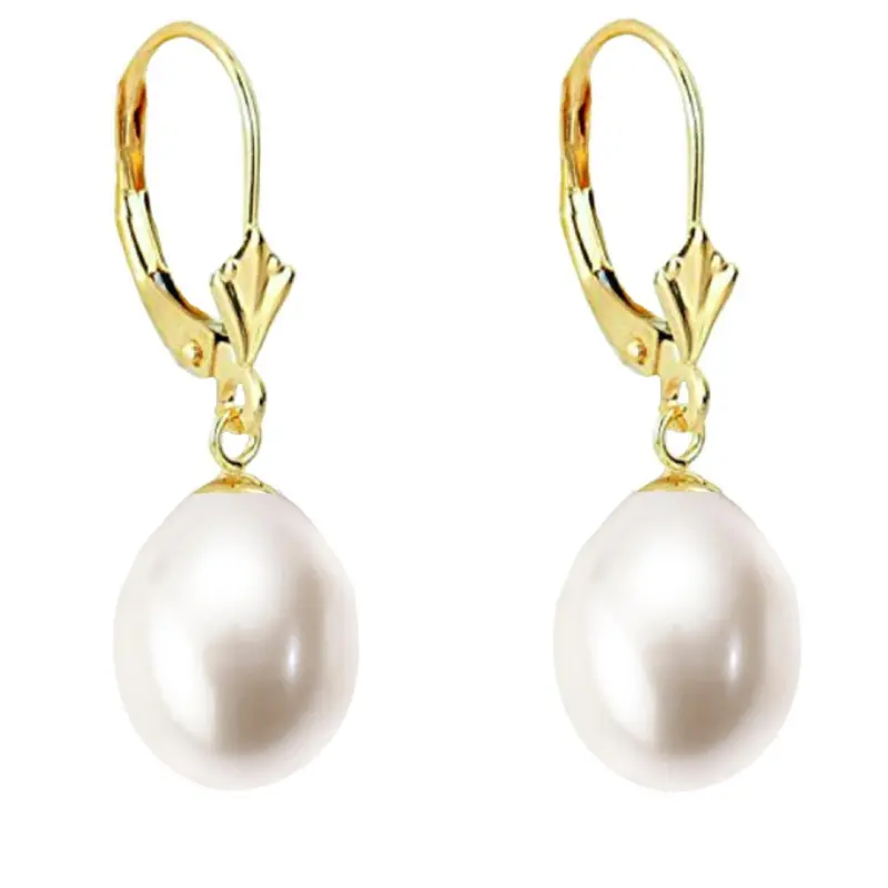 Pearl Earrings - large-rare-white-pearl-earrings-12-9mm-teardrop-14k-yellow-gold-kaskadda