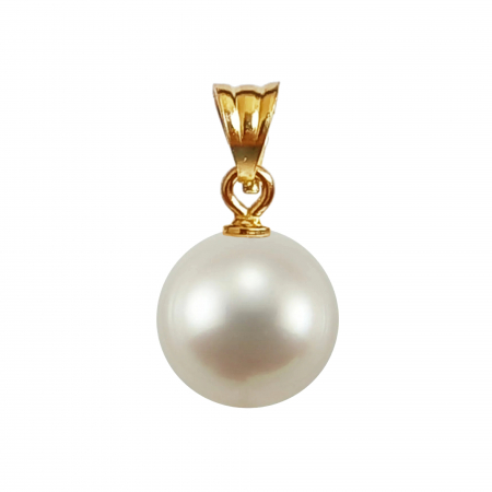 Pearl Pendants - white-round-pearl-pendant-10mm-aaa-plus-14k-gold-kaskadda
