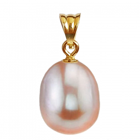 Pearl Pendants - Gold Pendant with Rare Natural Pearl, AAA+ Quality, Lavender Color, Teardrop Shape, Size 12/9 mm