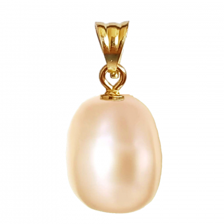 Pearl Pendants - Gold Pendant with Rare Natural Pearl, AAA+ Quality, Cream Color, Teardrop Shape, Size 12/9 mm